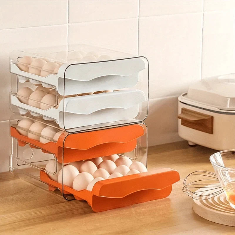 Two-Tier Refrigerator Egg Organizer – Pull-Out Drawer Design – alternate product view 3