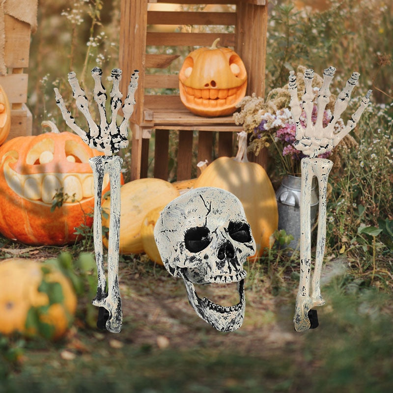 Halloween Skull Decoration with Realistic Bone Finish and Separate Arm, Outdoor Use – alternate product view 2