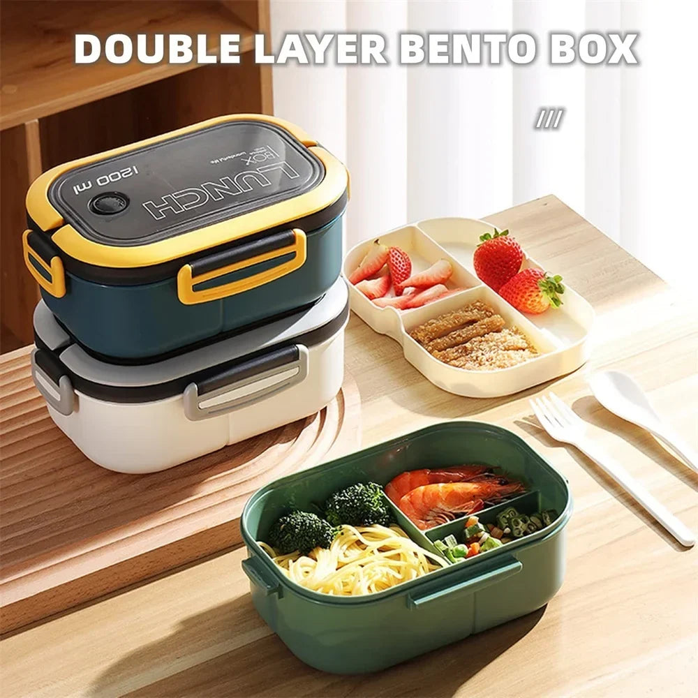 Bento box 2 levels with spoon and fork, 1200 ml – alternate product view 2