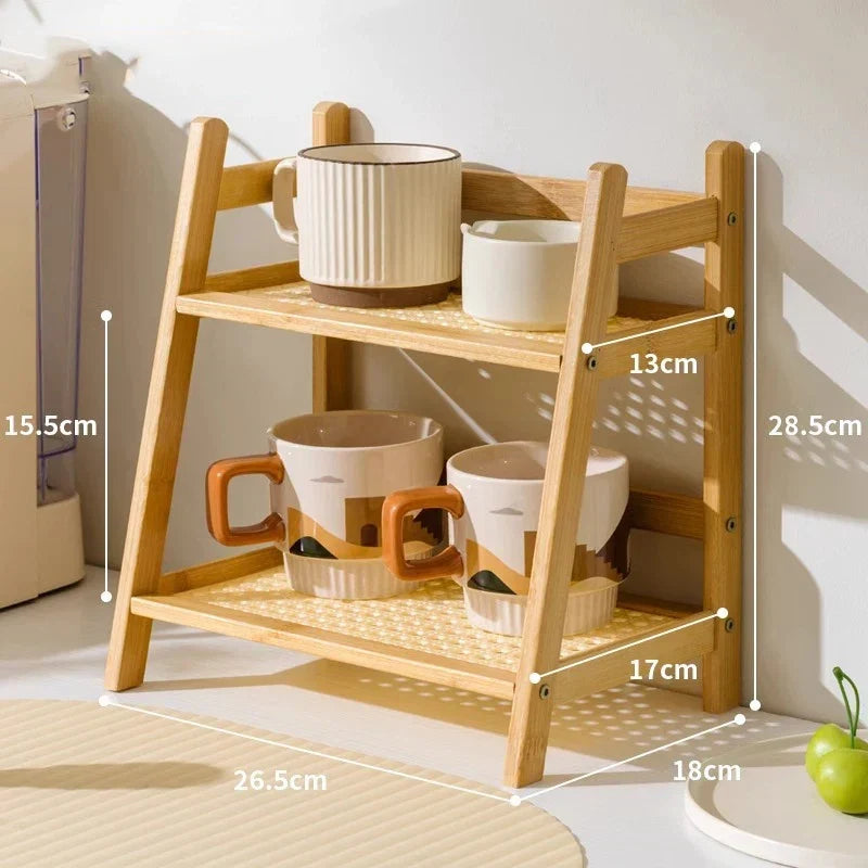 2 Tier Bamboo Kitchen Shelf - Kitchen Desk Organizer – alternate product view 6