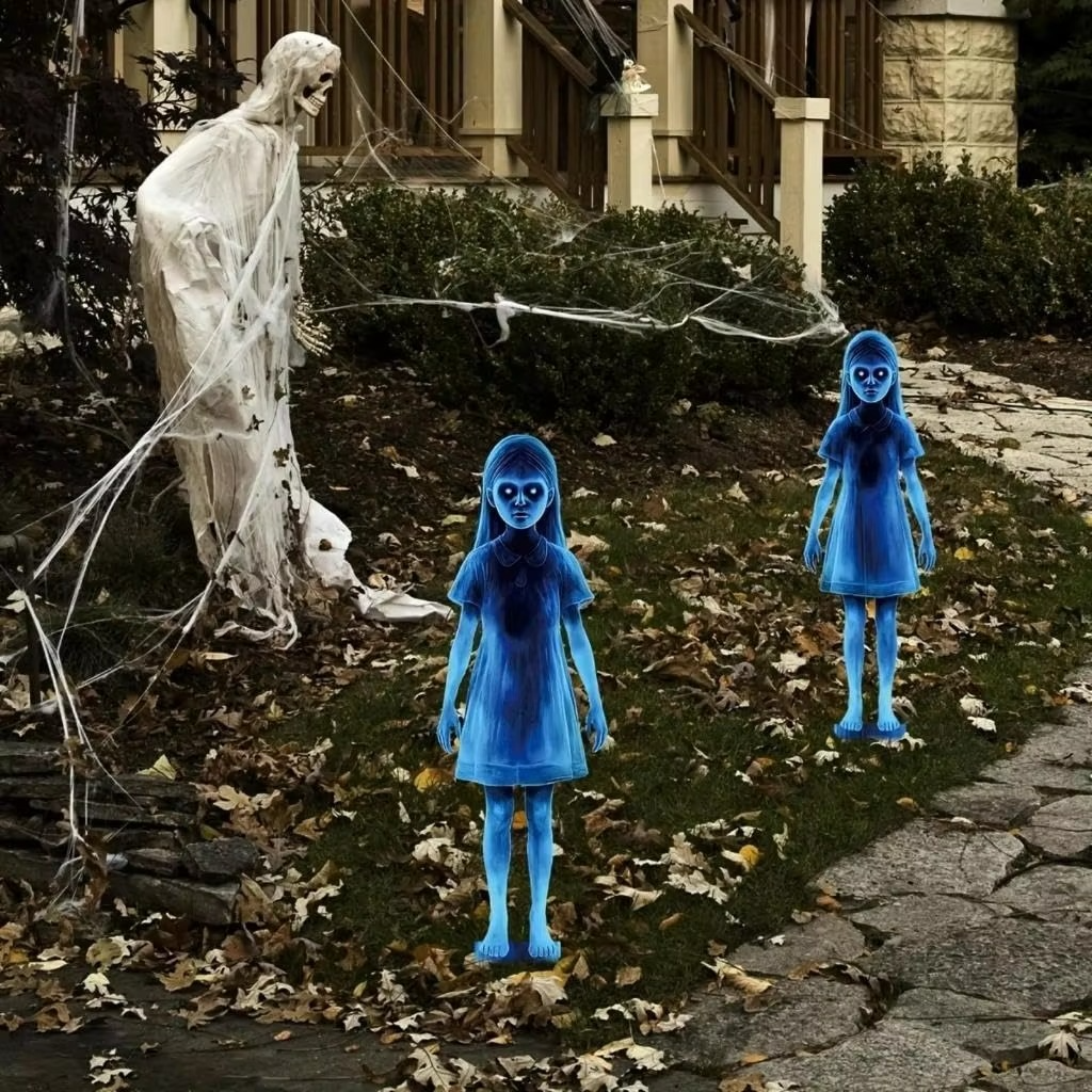 Lighted Ghosts Outdoor Halloween Decoration, Metal Yard Stakes with Glowing Design – alternate product view 6