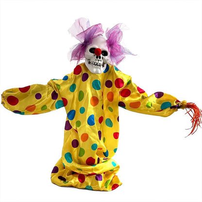 Halloween Decoration 39.4'' Scary Skeleton Clown Ornament Yard Stake Prop with Flashing Eyes and Spooky – alternate product v