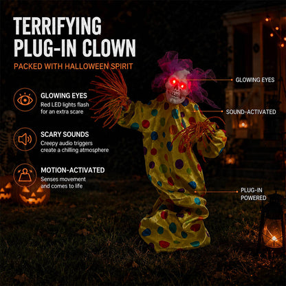 Halloween Decoration 39.4'' Scary Skeleton Clown Ornament Yard Stake Prop with Flashing Eyes and Spooky – alternate product v