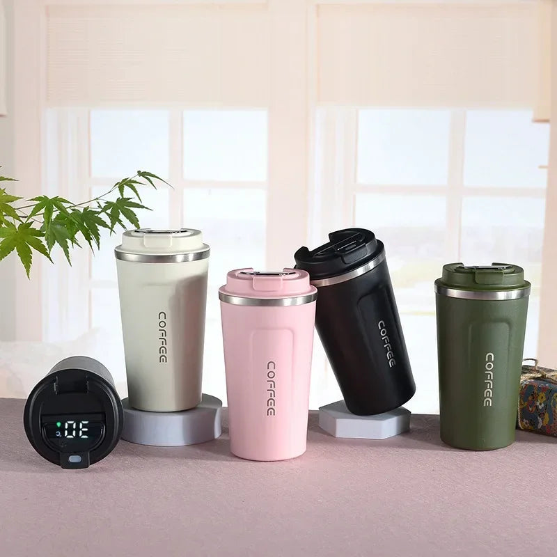 Stainless steel thermos mug with intelligent temperature display - TempMate – alternate product view 2