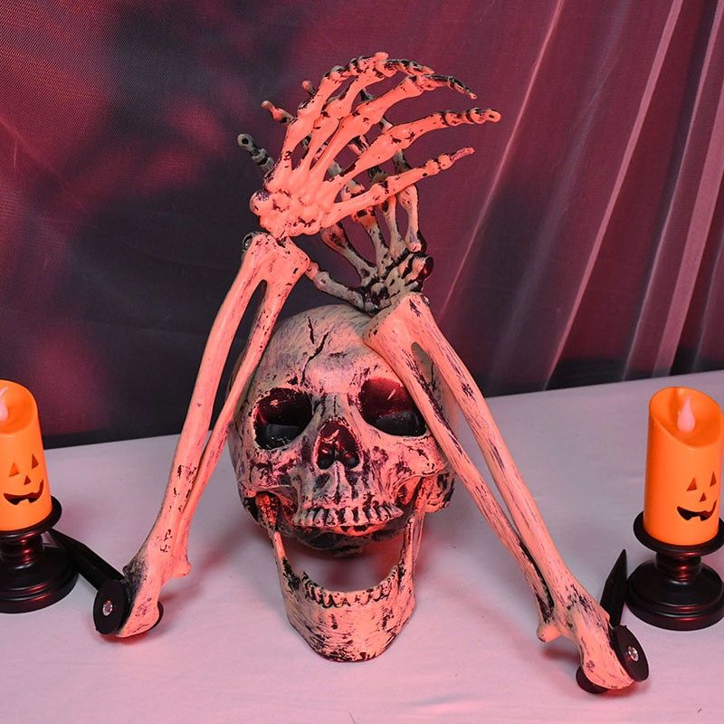 Halloween Skull Decoration with Realistic Bone Finish and Separate Arm, Outdoor Use – alternate product view 4