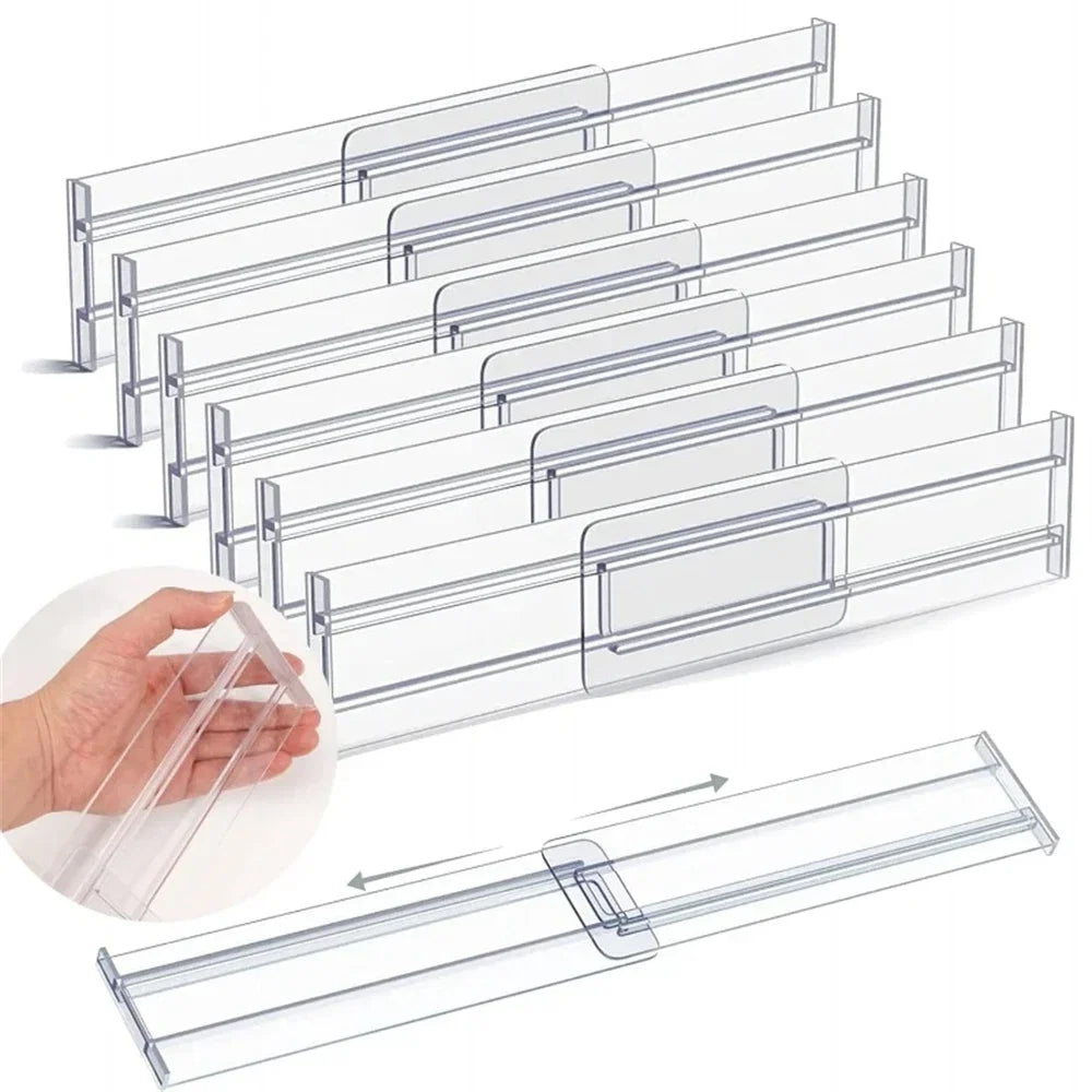 Plastic drawer divider, adjustable, transparent