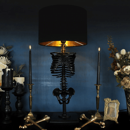Resin Skeleton Desk Lamp 13.8 in Black Gothic Bedside Accent Light Warm Atmospheric Mood Lighting for – alternate product vie