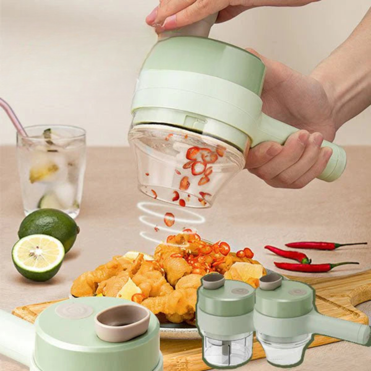 4-in-1 electric chopper with USB charging function