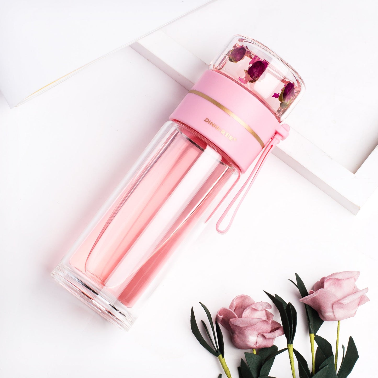 Double-Wall Glass Infuser Bottle – Clear Tea Drinkware – alternate product view 9