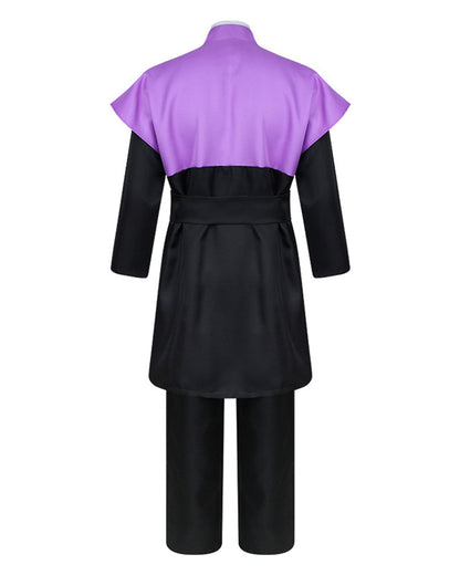 Mens Demon Hunter Costume Japanese Slayer Purple Sleeveless Kimono and Black Uniform Suit for Halloween – alternate product v
