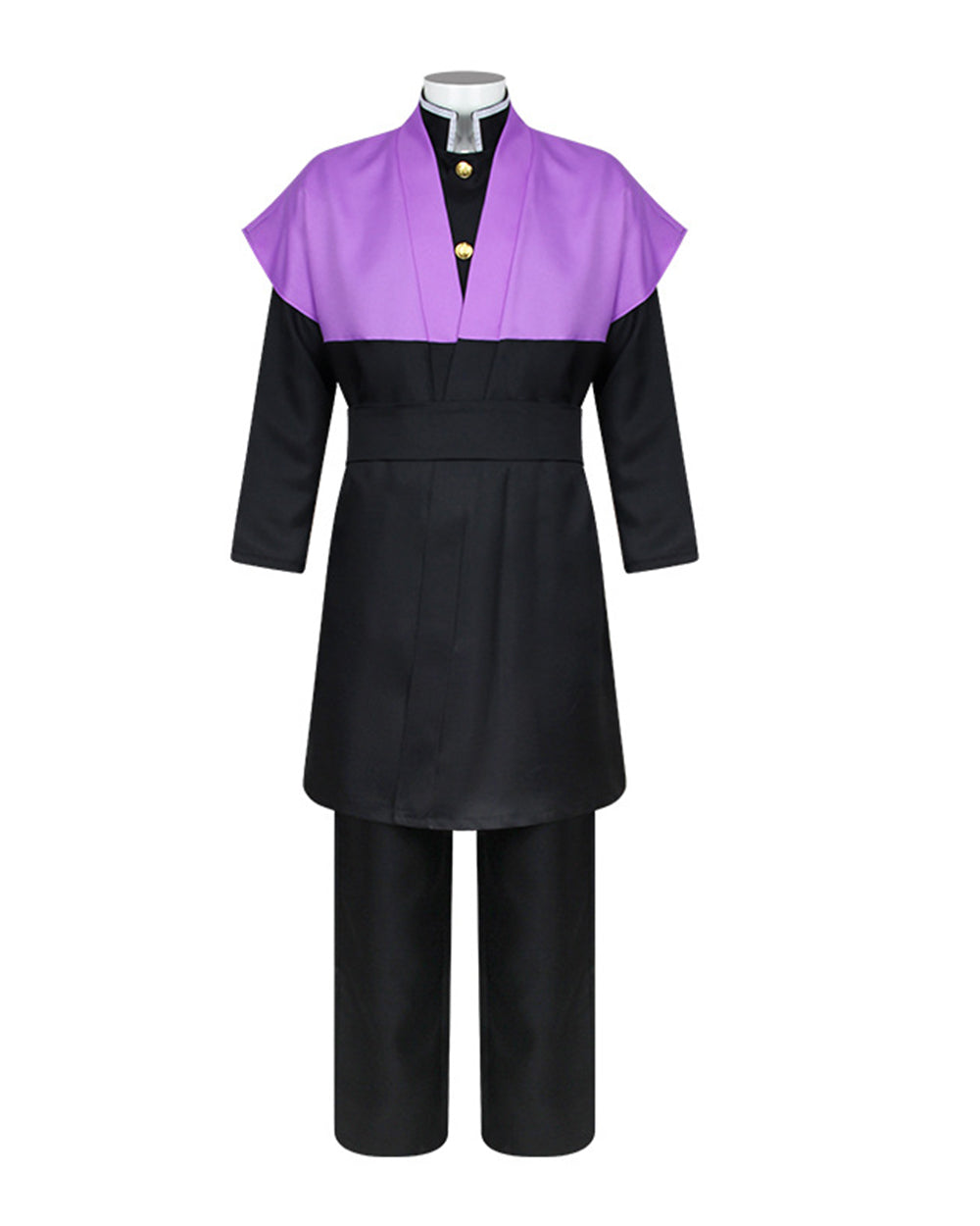 Mens Demon Hunter Costume Japanese Slayer Purple Sleeveless Kimono and Black Uniform Suit for Halloween – alternate product v