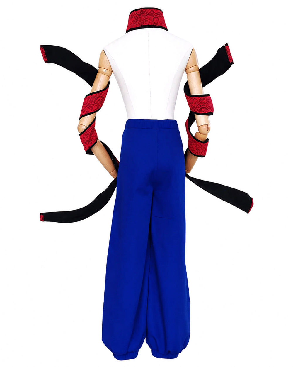 Adult Demon Brother Outfit Blue Baggy Pants Red Neck Choker and Arm Bandages Set for Cosplay – alternate product view 6