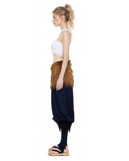 Women Wild Beast Costume White Tube Top Faux Fur Skirt and Blue Pants Socks Wraps Set for Halloween – alternate product view 