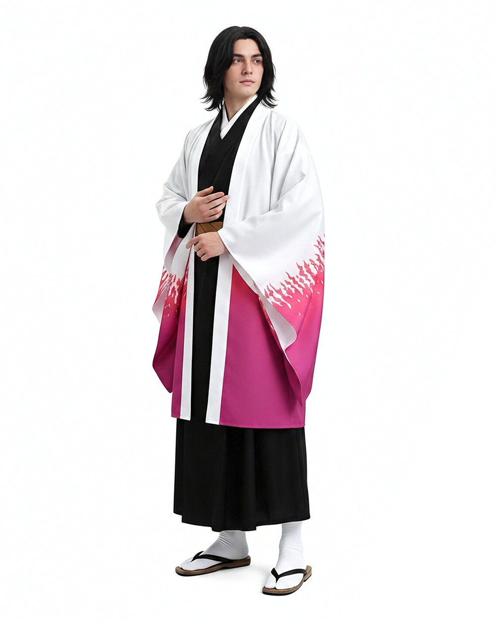 Adult Slayer Leader Costume Japanese White to Pink Gradient Kimono Robe Set for Anime Expo – alternate product view 2