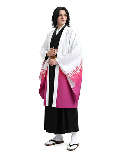 Adult Slayer Leader Costume Japanese White to Pink Gradient Kimono Robe Set for Anime Expo – alternate product view 2