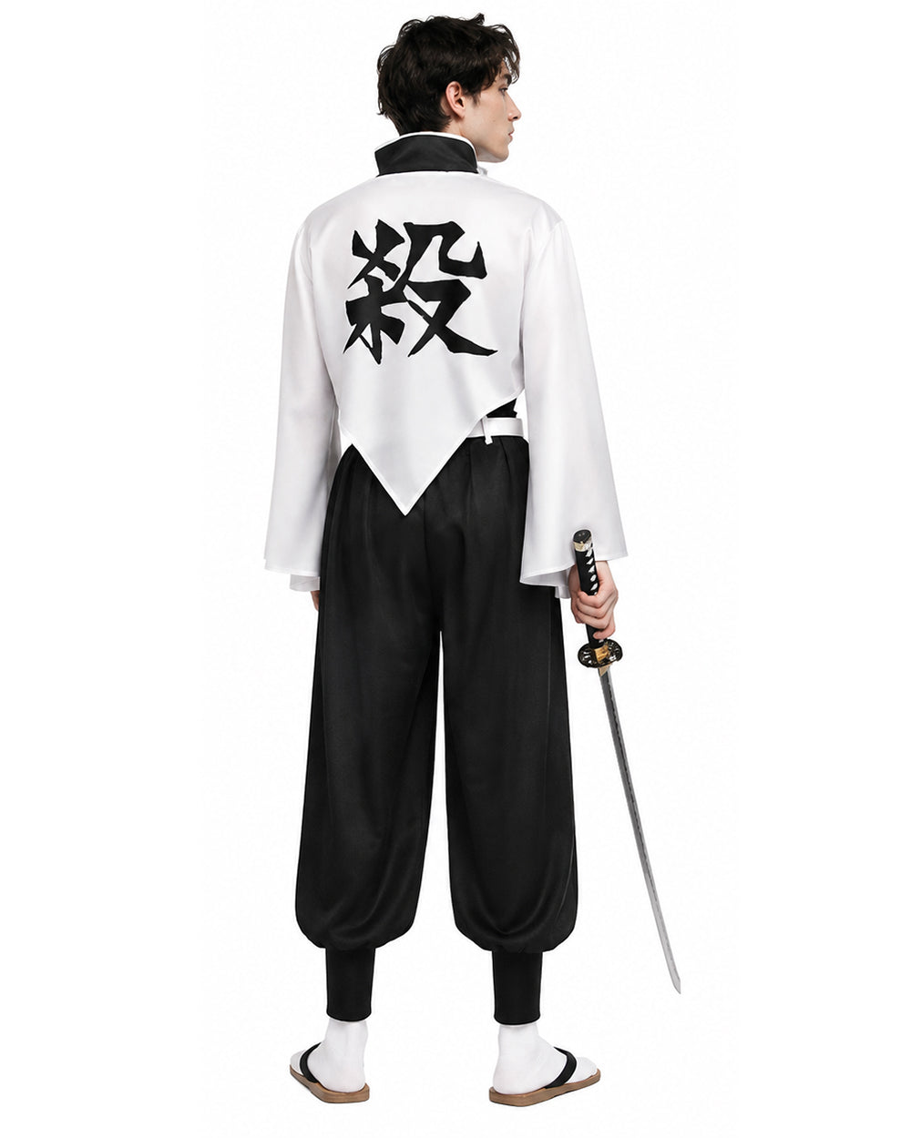 Adult Wind Hashira Style Costume Open Front Black Uniform with White Belt Suit for Comic-con – alternate product view 3