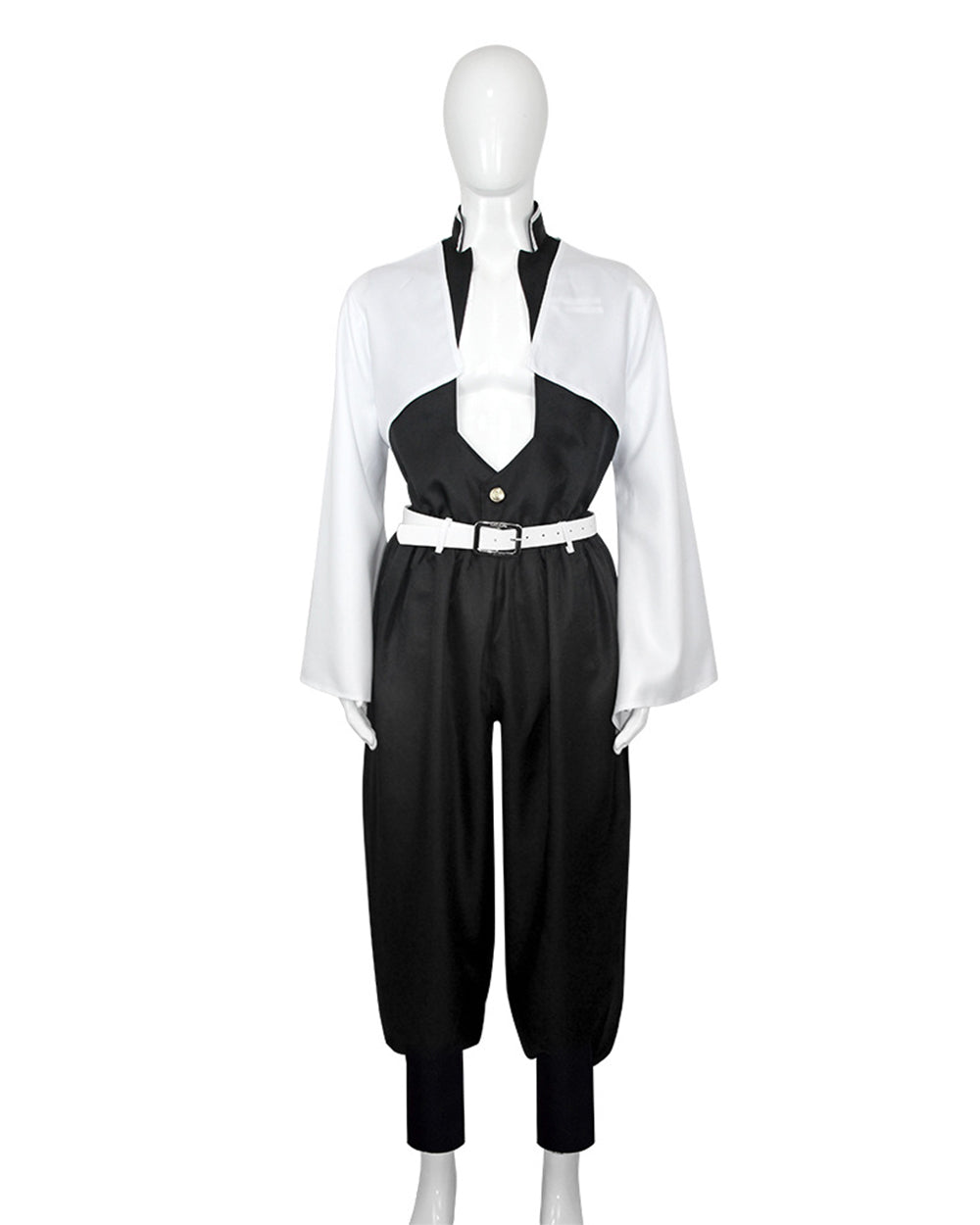Adult Wind Hashira Style Costume Open Front Black Uniform with White Belt Suit for Comic-con – alternate product view 5