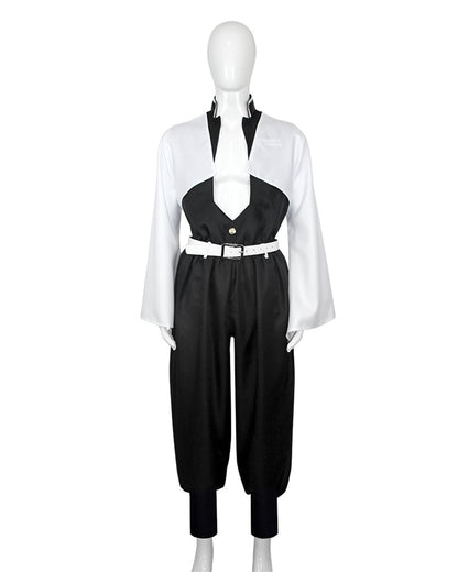 Adult Wind Hashira Style Costume Open Front Black Uniform with White Belt Suit for Comic-con – alternate product view 5
