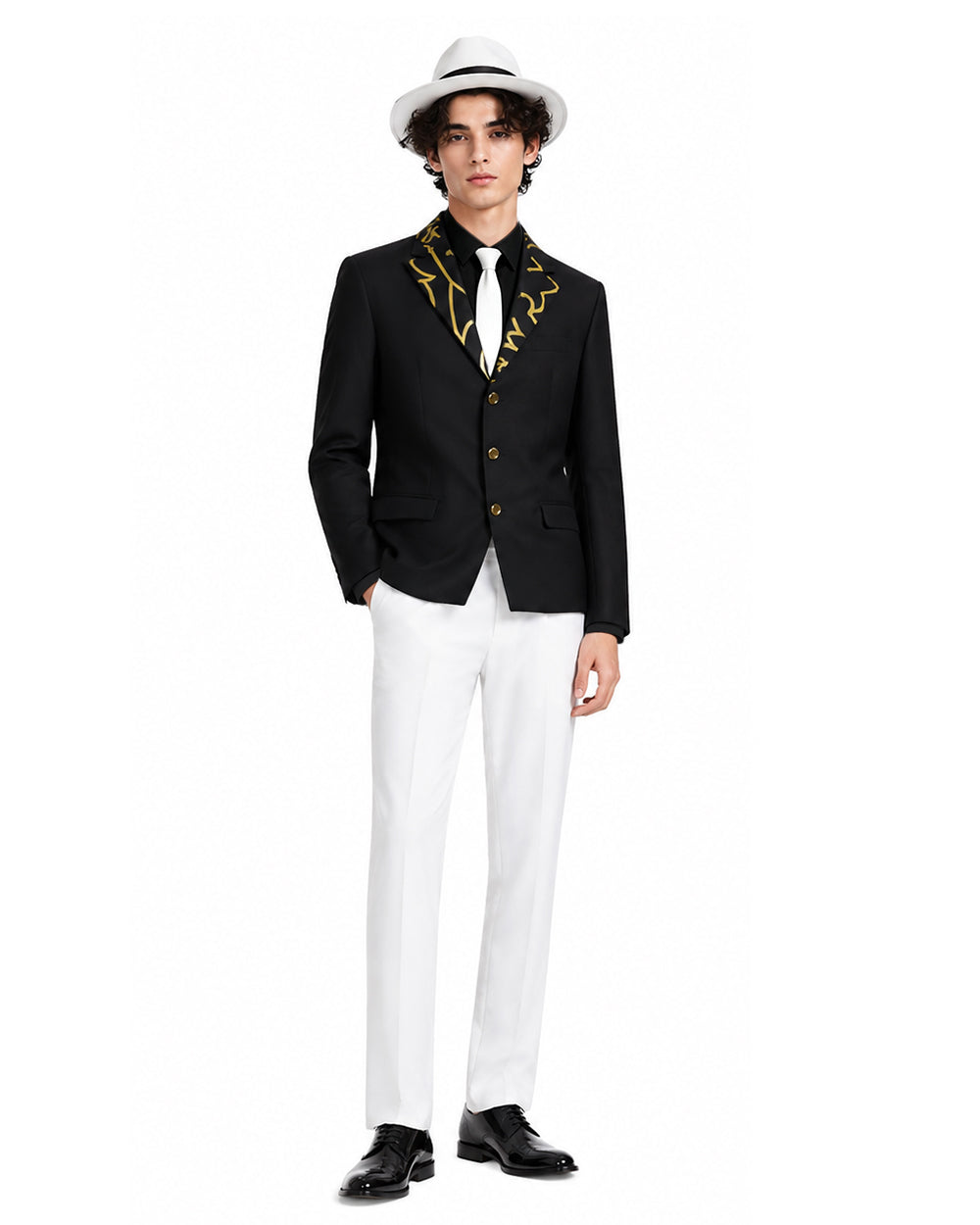 Mens Demon King Costume Black Jacket Pants Shirt and Hat Suit for Dress-up Party – alternate product view 2