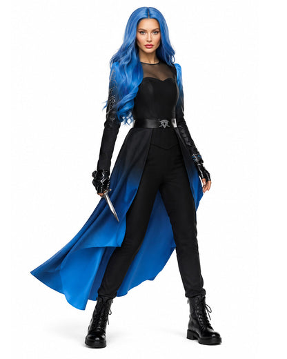 Princess Chloe Costume Blue Gradient Long Sleeve Cape Top Pants Belt and Gloves for Girls Women Dress-up – alternate product 