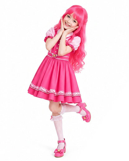 Pink Princess Dress Movie 5 Short Sleeve Dress and Wig for Themed Cosplay Party – alternate product view 2