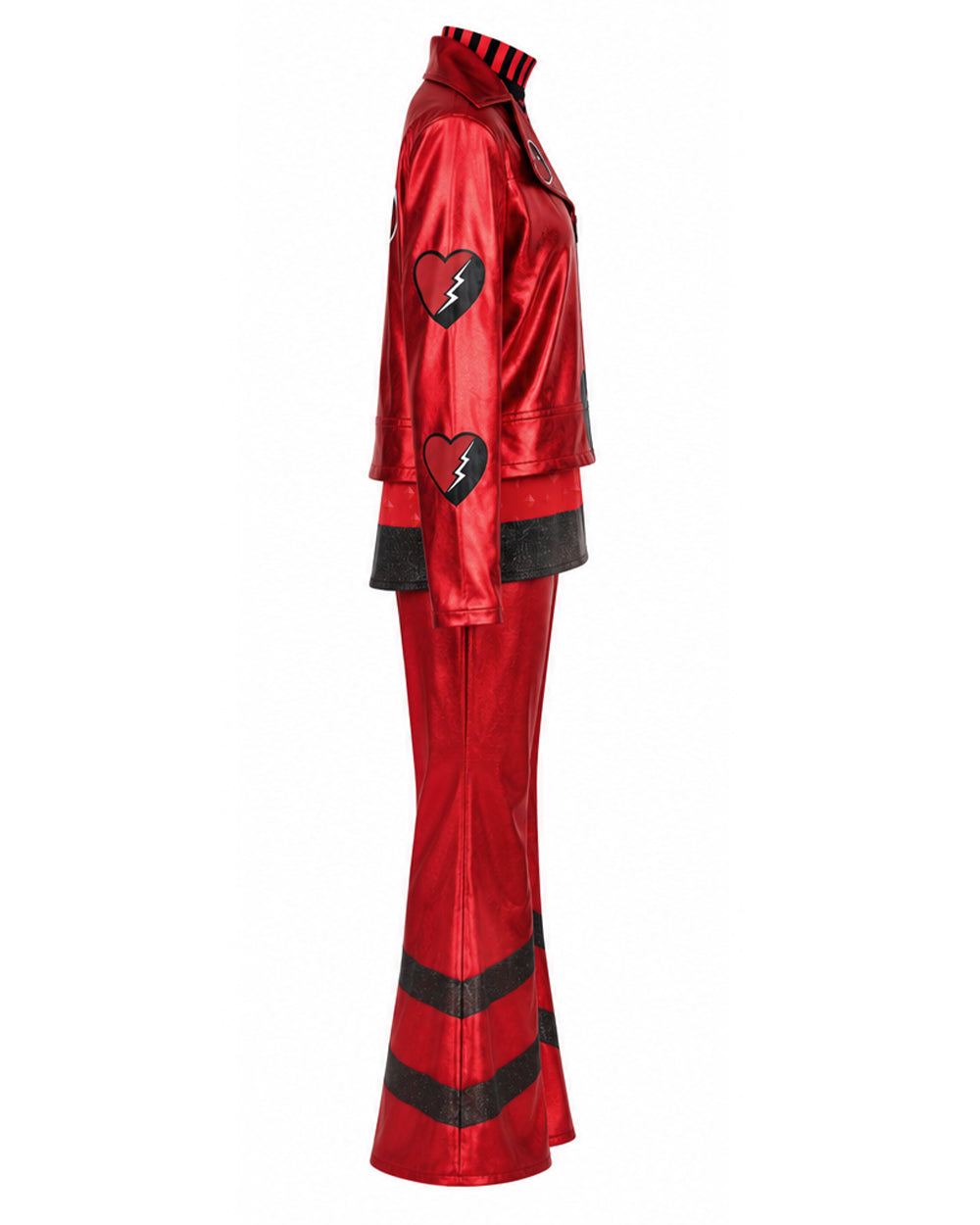 Red Princess Costume Queen of Hearts Daughter Metallic Shiny Jacket Shirt Pants 3pcs Suit for Dress-up – alternate product vi