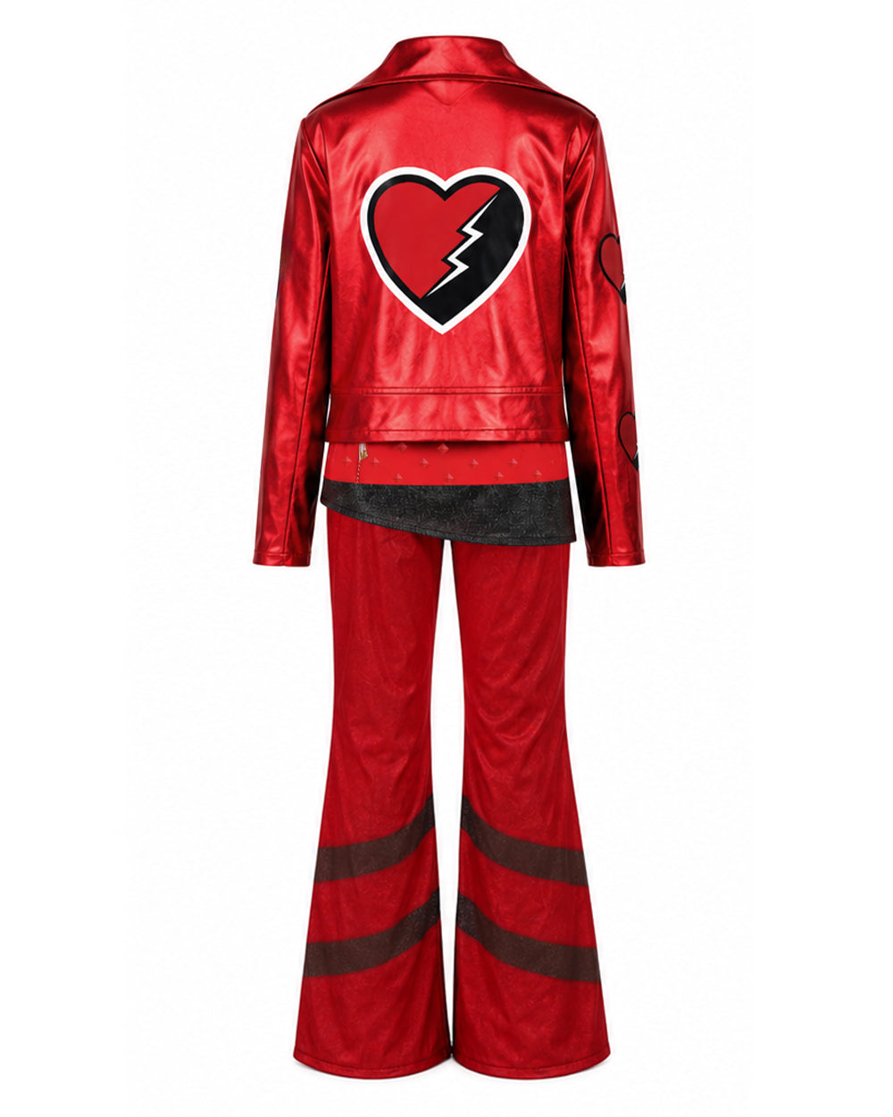 Red Princess Costume Queen of Hearts Daughter Metallic Shiny Jacket Shirt Pants 3pcs Suit for Dress-up – alternate product vi