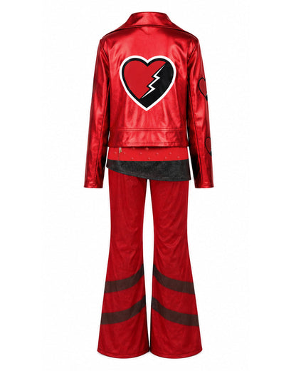 Red Princess Costume Queen of Hearts Daughter Metallic Shiny Jacket Shirt Pants 3pcs Suit for Dress-up – alternate product vi