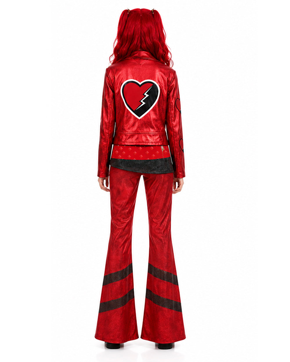 Red Princess Costume Queen of Hearts Daughter Metallic Shiny Jacket Shirt Pants 3pcs Suit for Dress-up – alternate product vi