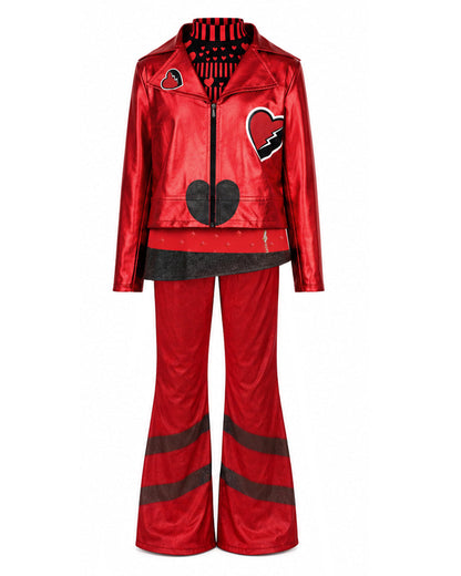 Red Princess Costume Queen of Hearts Daughter Metallic Shiny Jacket Shirt Pants 3pcs Suit for Dress-up – alternate product vi