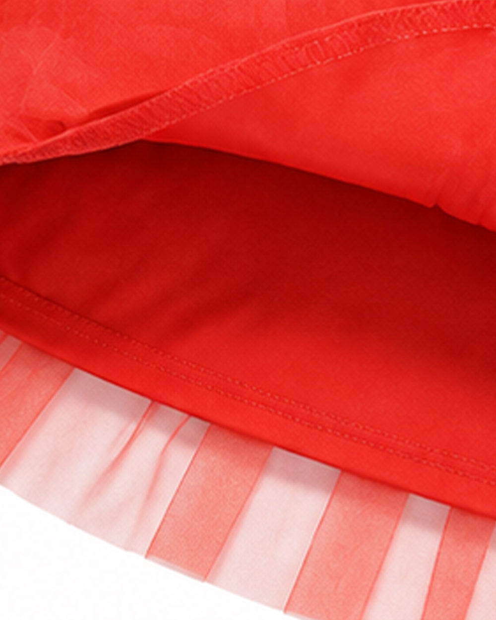 Girls Red Princess Dress Heart Print Flutter Sleeve Layered Tulle Dress for Halloween Cosplay – alternate product view 11