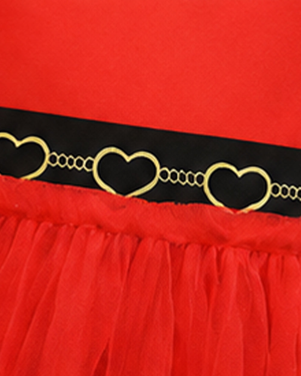 Girls Red Princess Dress Heart Print Flutter Sleeve Layered Tulle Dress for Halloween Cosplay – alternate product view 10