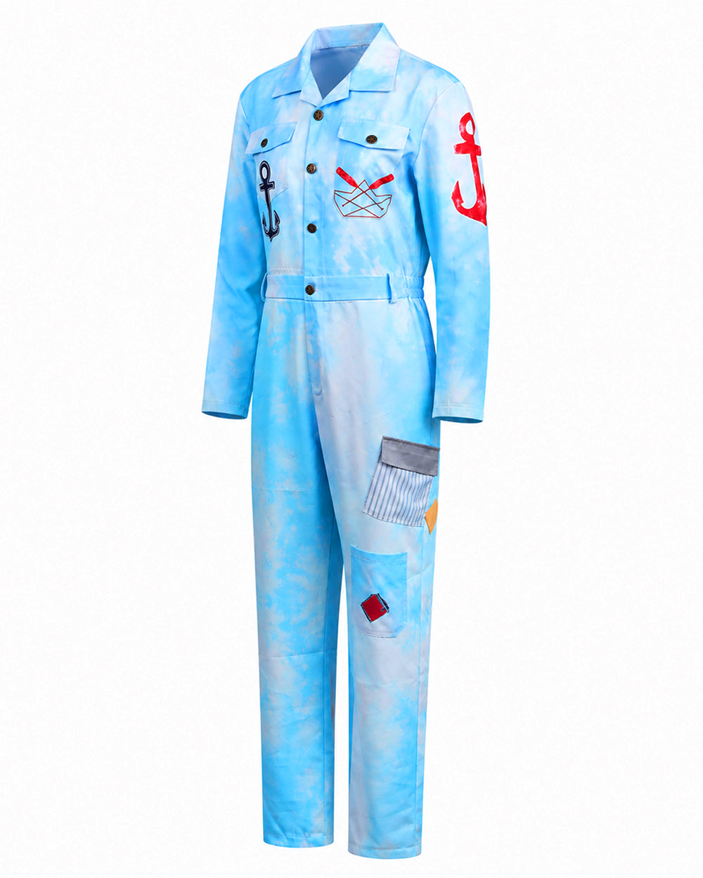 Royal Sailor Twin Costume Blue Jumpsuit with Striped Shirt and Hat for Kids Adults Halloween Cosplay – alternate product view