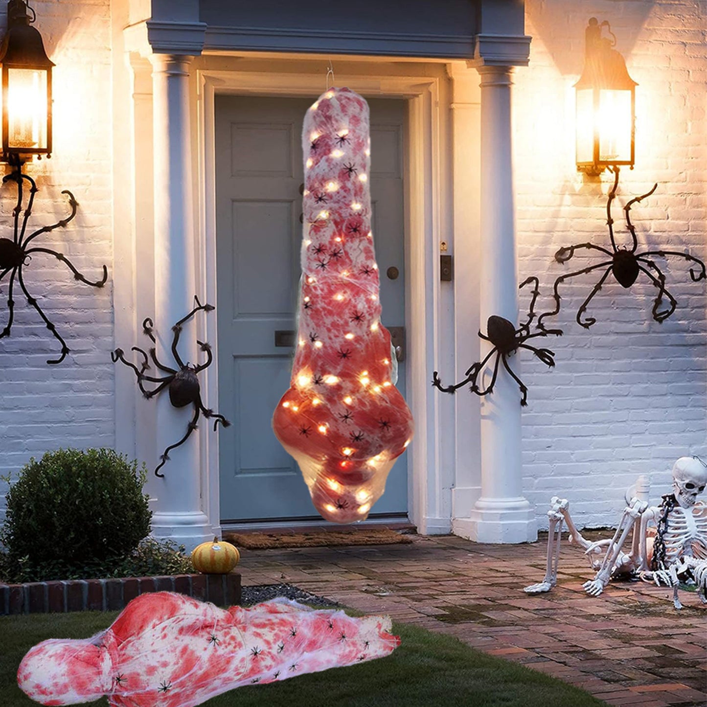 59-Inch Hanging Cocoon Corpse with Integrated Warm String Lights for Halloween