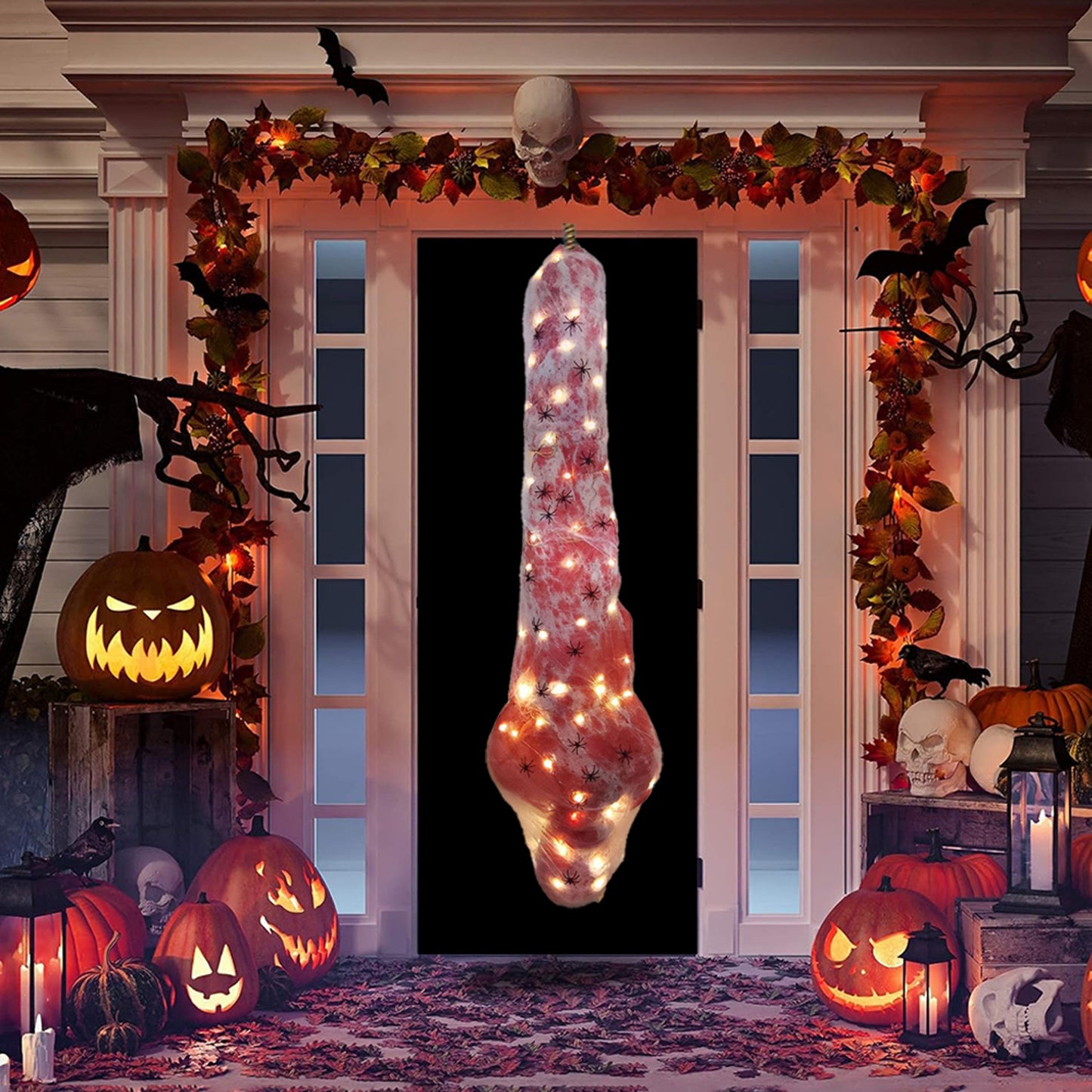 59-Inch Hanging Cocoon Corpse with Integrated Warm String Lights for Halloween – alternate product view 5