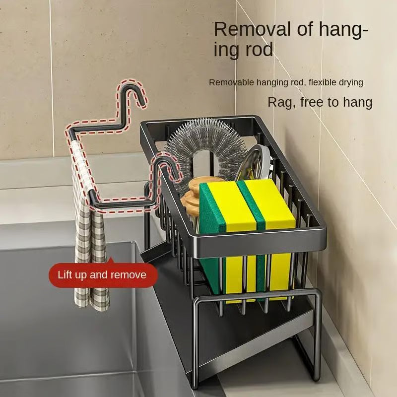 Sink organizer with drip tray and towel rail – alternate product view 6