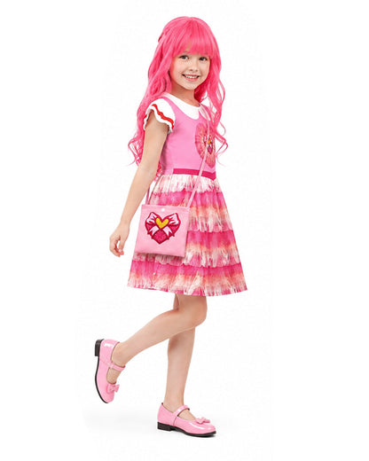 Toddler Girls Pink Princess Dress and Crossbag 2pcs Suit for Cosplay Events – alternate product view 2