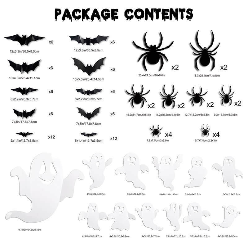 104PCS Halloween 3D Lighted Bats / Spider / Ghost Wall Decors – alternate product view 8