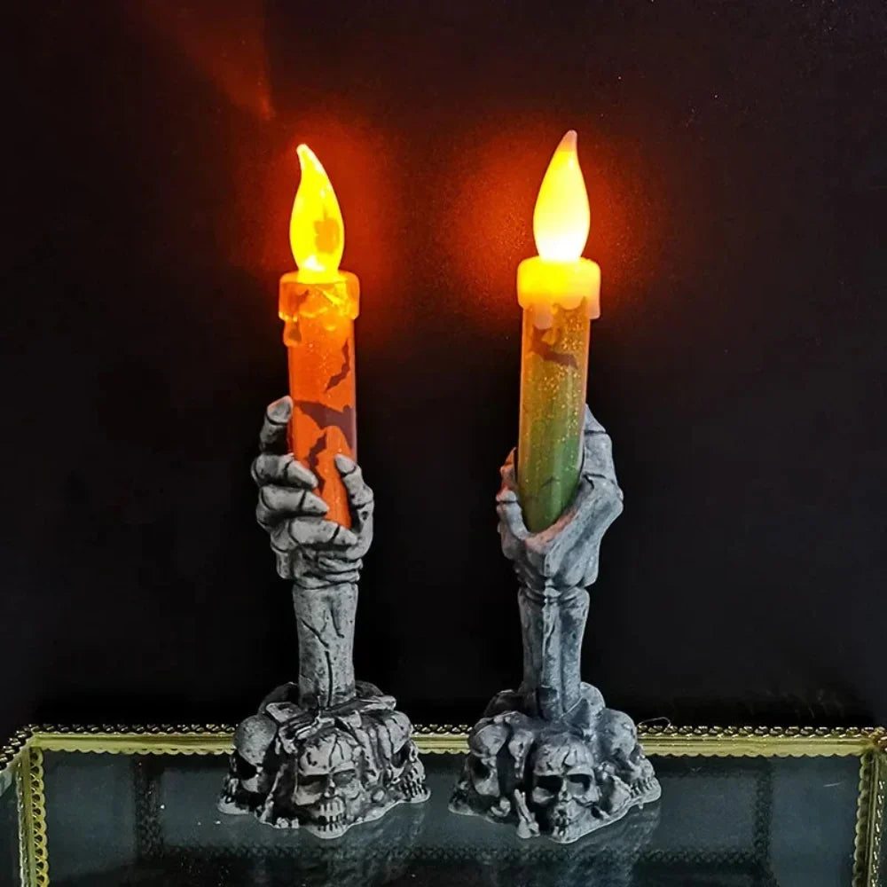 Halloween Decoration Skull Candle Holders Spooky Design