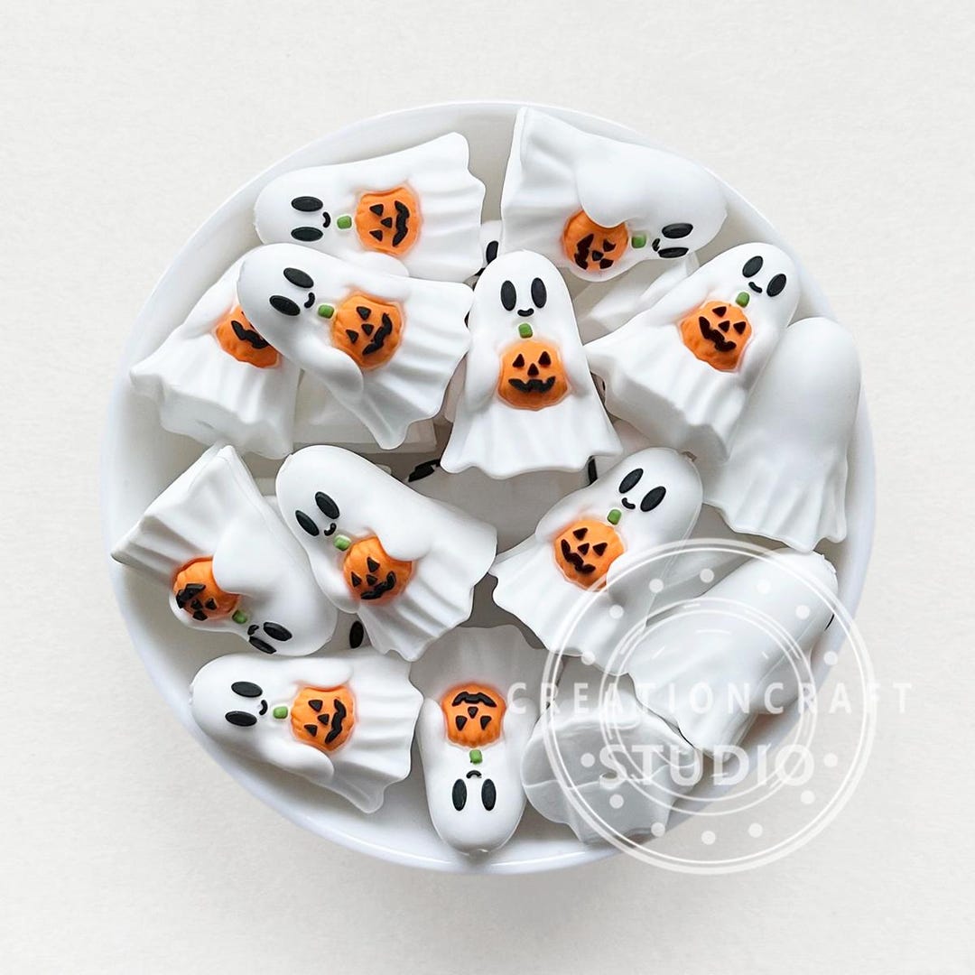 Halloween Pumpkin & Ghost Silicone Craft Beads