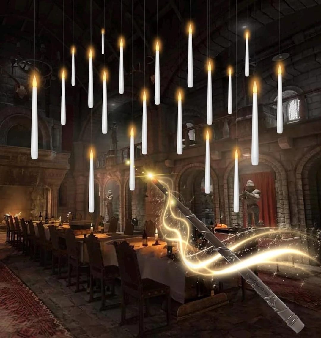 20-Piece Floating LED Candle Set with Wand Remote