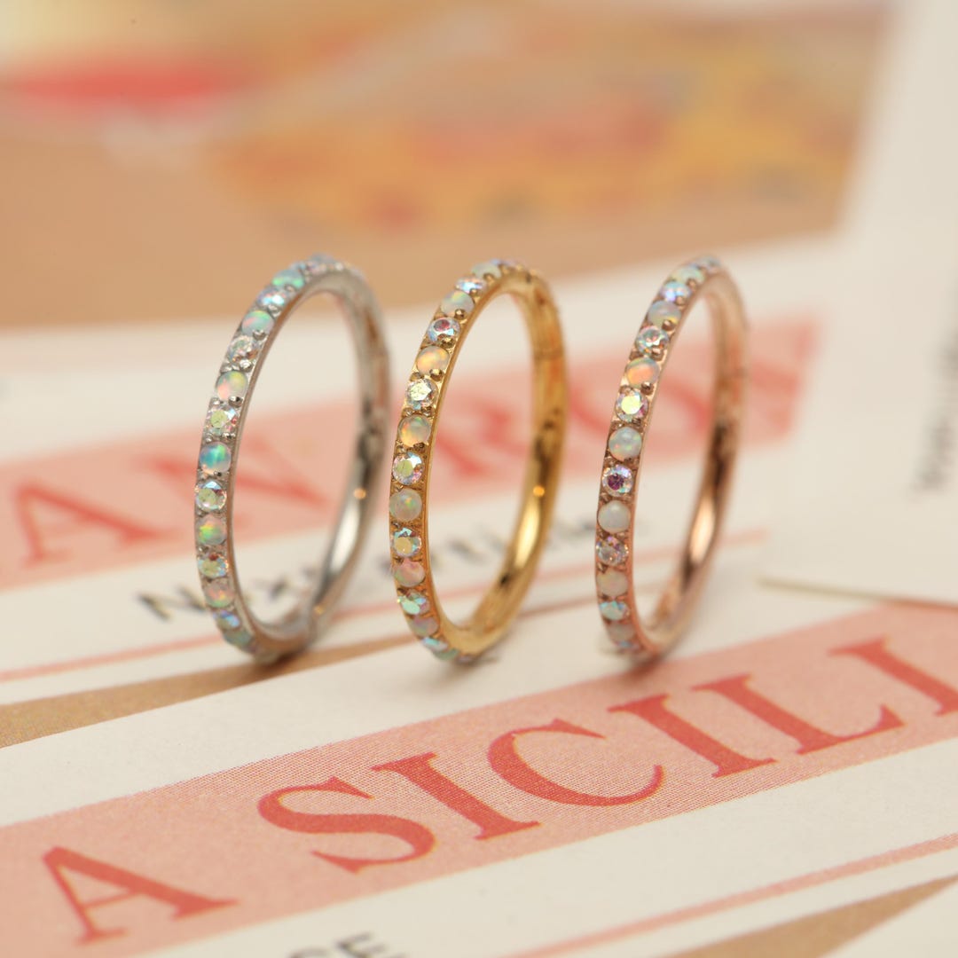Hinged Conch Hoop Ring – CZ & Opal-Look Design