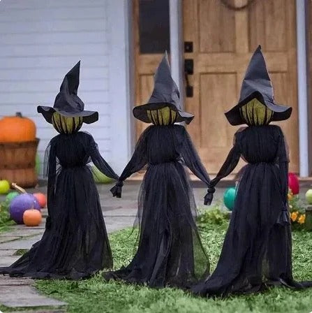Outdoor Lighted Witch Stake Decoration for Halloween Yard Displays