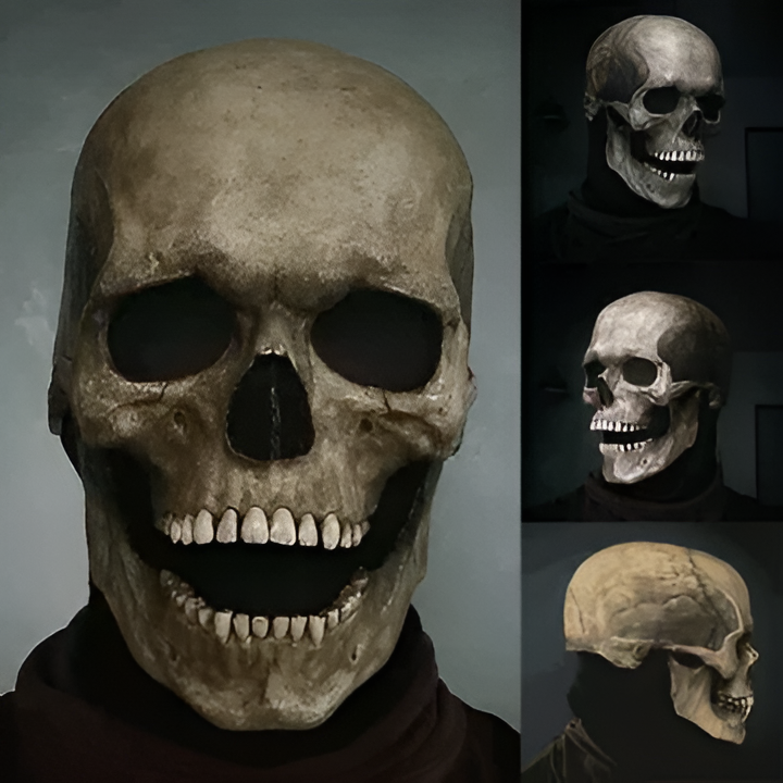 Articulated Human Skeleton Mask Full Head Latex Skull with Moving Jaw for Costume Parties Cosplay Horror – alternate product 