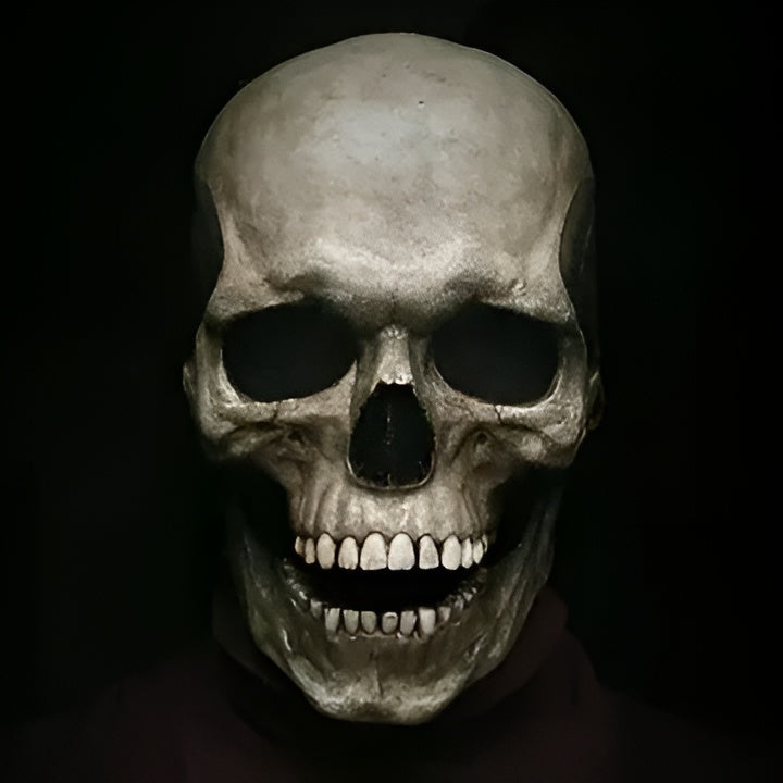 Articulated Human Skeleton Mask Full Head Latex Skull with Moving Jaw for Costume Parties Cosplay Horror