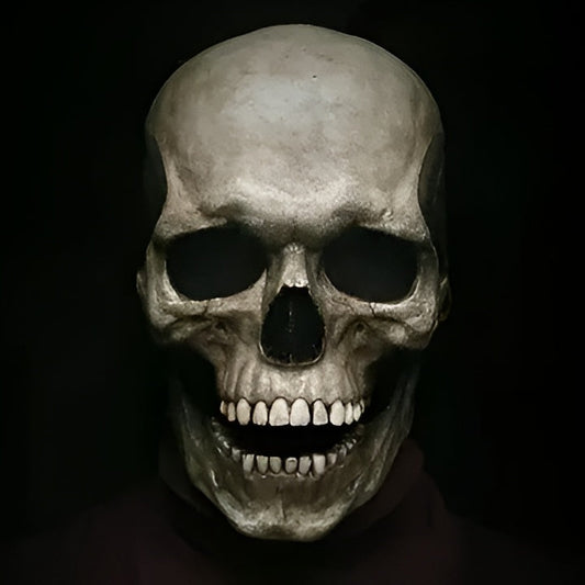 Articulated Human Skeleton Mask Full Head Latex Skull with Moving Jaw for Costume Parties Cosplay Horror