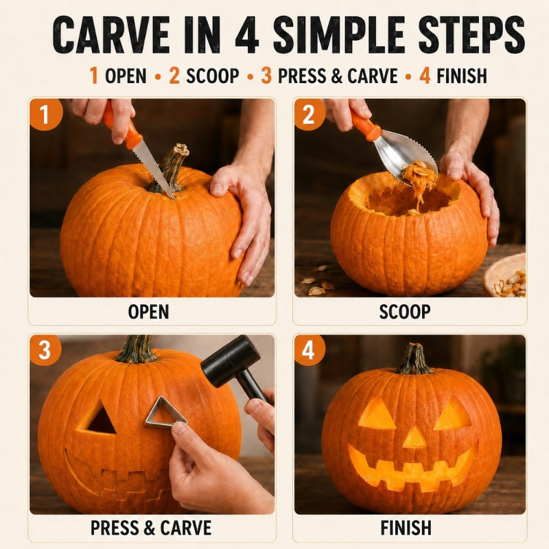 36 Pcs Pumpkin Carving Kit with 4 Candles Lights & 20 Pumpkin Stencils – alternate product view 5