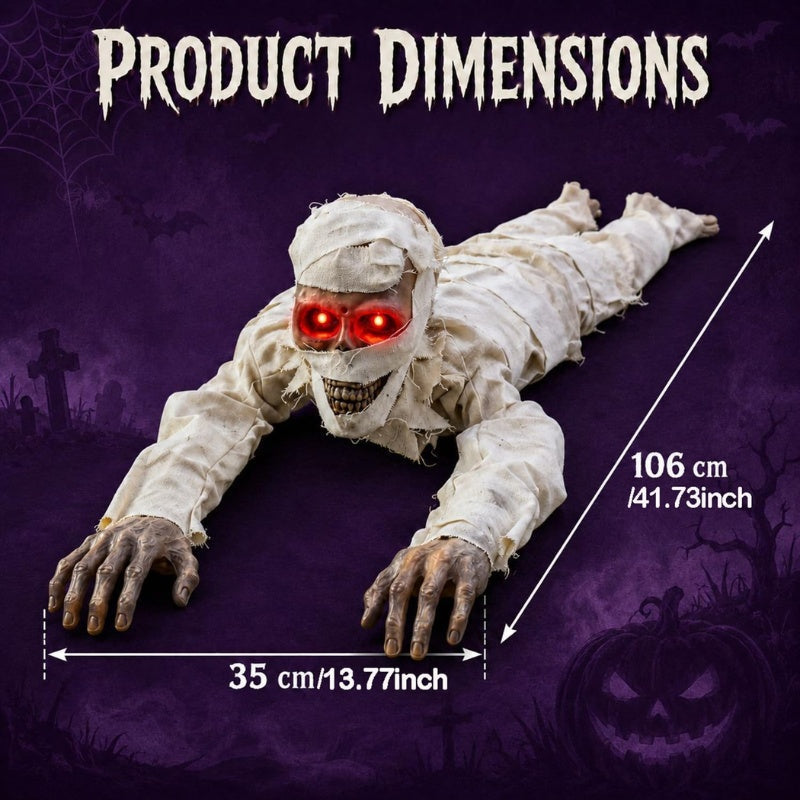 42-Inch Sound-Activated Crawling Mummy with Glowing Red Eyes, Halloween Decorations – alternate product view 8