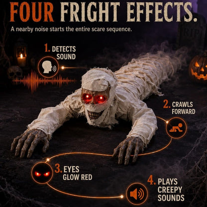 42-Inch Sound-Activated Crawling Mummy with Glowing Red Eyes, Halloween Decorations – alternate product view 3