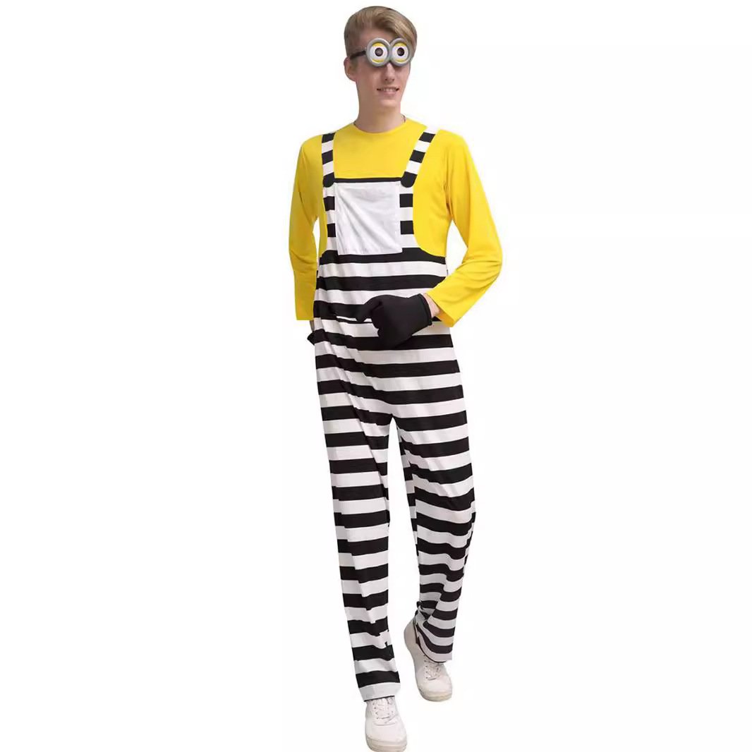 Adult Costume Couples Halloween Outfit Women Men Little Yellow Man Cartoon Cosplay Suit – alternate product view 2